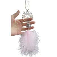 Přívěsek do auta - Růžový lapač snů strom života