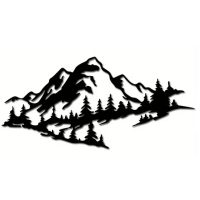 Kovová dekorace 45 x 21,5 cm - Horská krajina