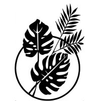 Kovová dekorace 30 x 21 cm - Tropické listy v kruhu