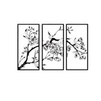 Kovová dekorace 43 x 20 cm - Triptych rozkvetlé větve