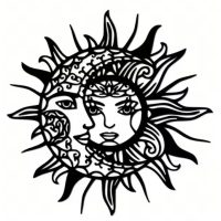 Kovová dekorace 30 cm - Slunce a měsíc