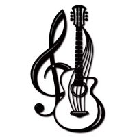 Kovová dekorace 30 x 17,5 cm - Kytara a houslový klíč
