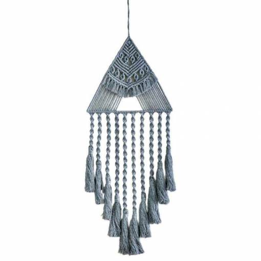 Foto - Lapač snů - Velká, závěsná macramé dekorace triangl - Šedý