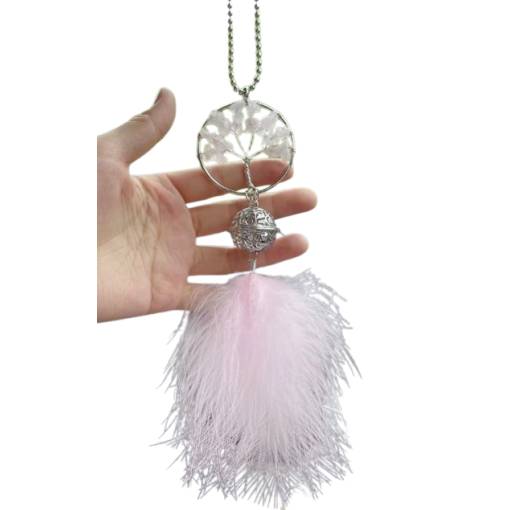 Foto - Přívěsek do auta - Růžový lapač snů strom života