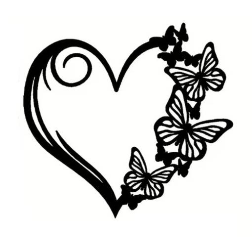 Foto - Kovová dekorace 30 x 28 cm - Srdce s motýly