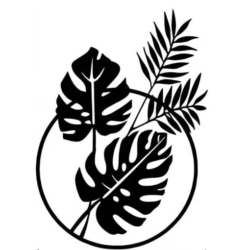 Foto - Kovová dekorace 30 x 21 cm - Tropické listy v kruhu