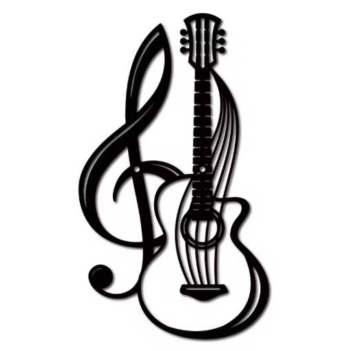 Foto - Kovová dekorace 30 x 17,5 cm - Kytara a houslový klíč